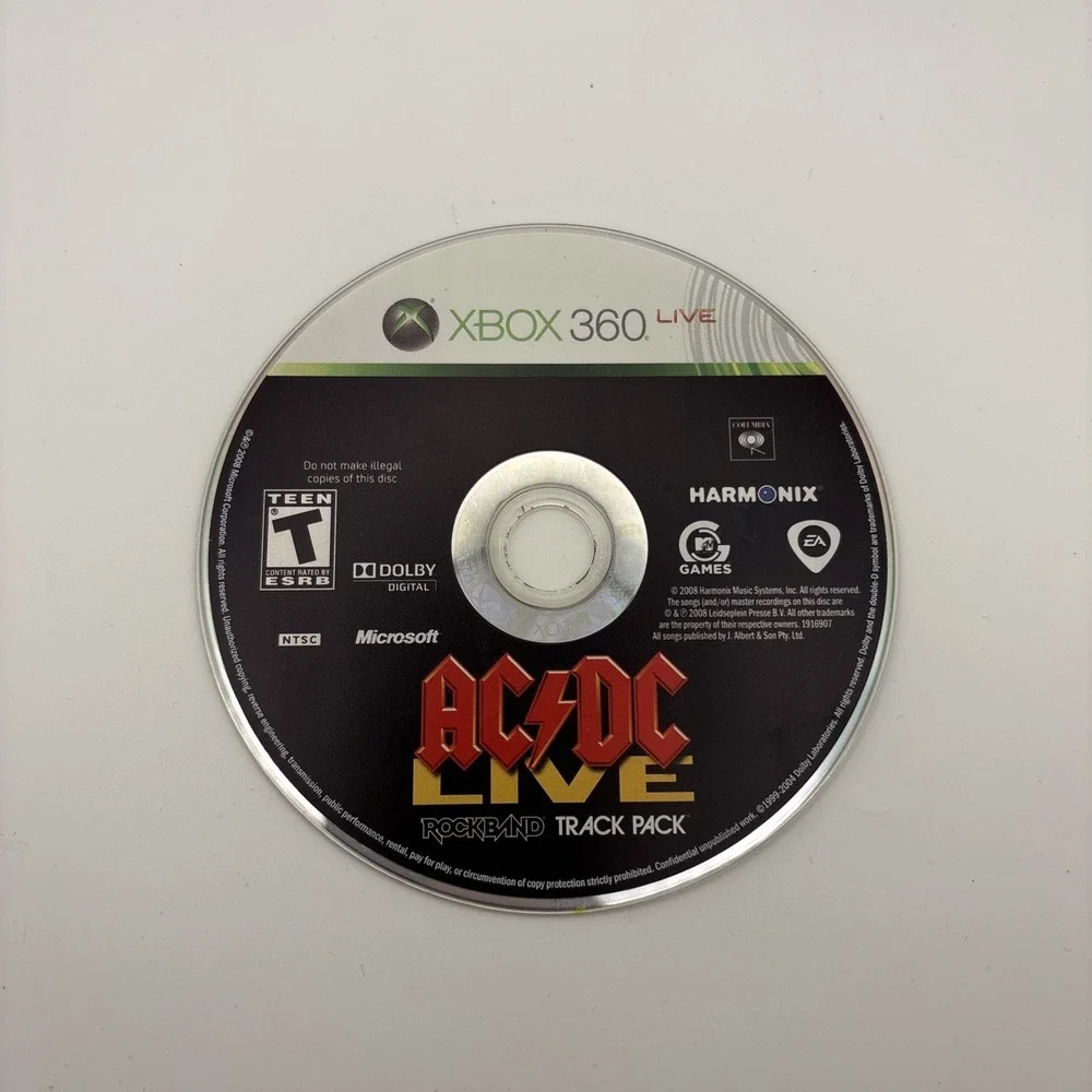 AC DC Live Rock Band Track Pack Xbox 360 Music Game Disc Generic Case